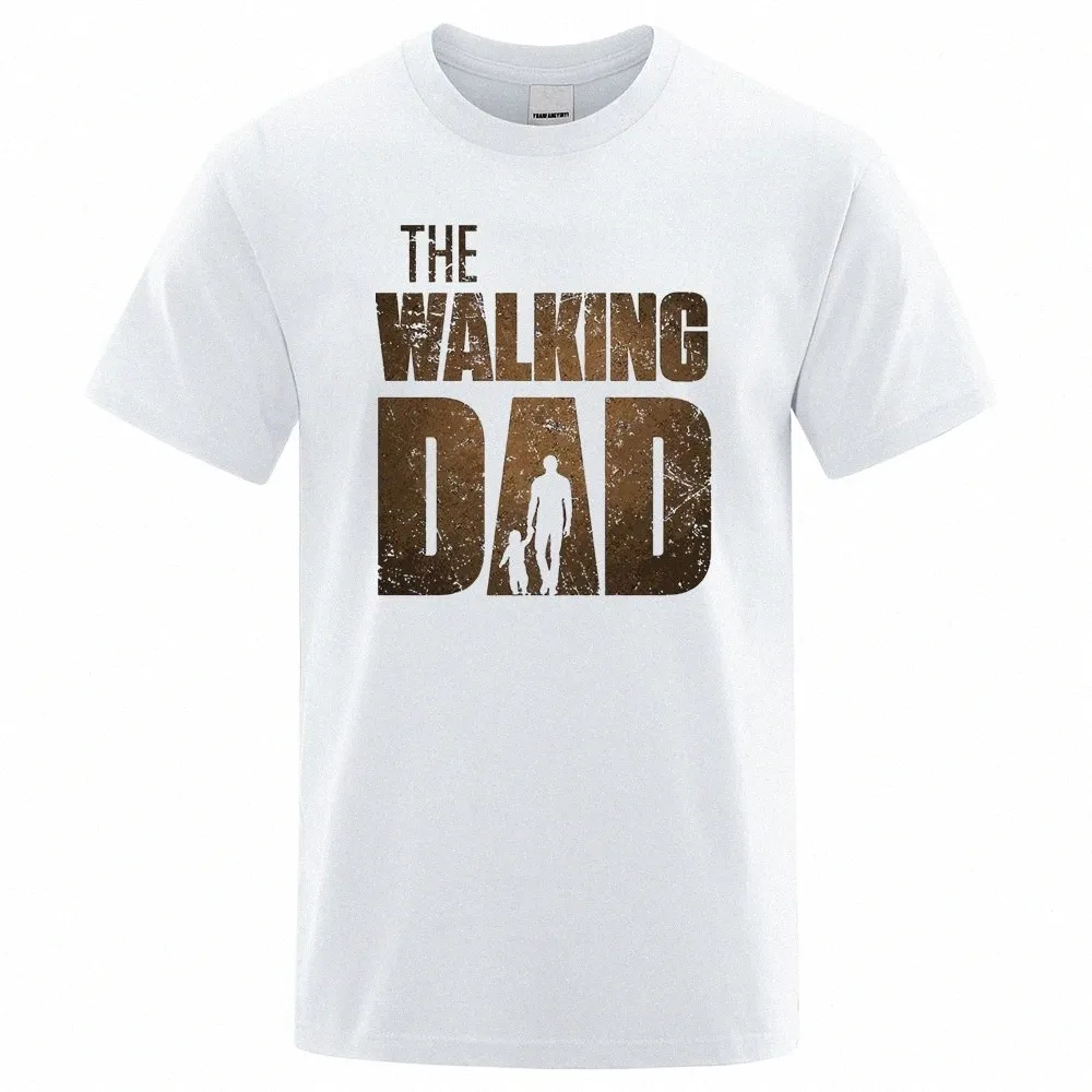 The Walking Dad Funny Street Tryckt t-shirts Men Fi Summer Tshirt Loose Overdimensionerade Cott Short Hides Casual Hip Hop Tees E5GH#