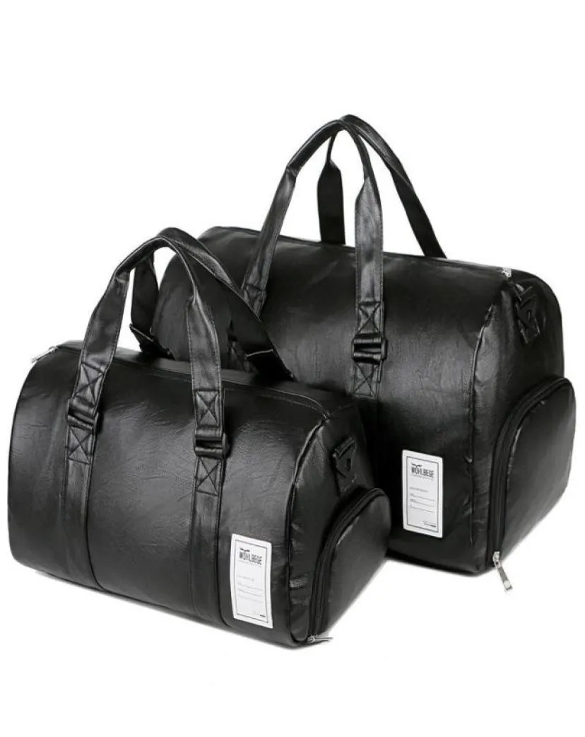 Bolsas al aire libre Bolsas al aire libre Impermeable PU Cuero Viaje Hombres Fitness Ropa Almacenamiento Bolso Masculino Deportes Yoga Gimnasio Mujer Zapato ggage Duffle8097986