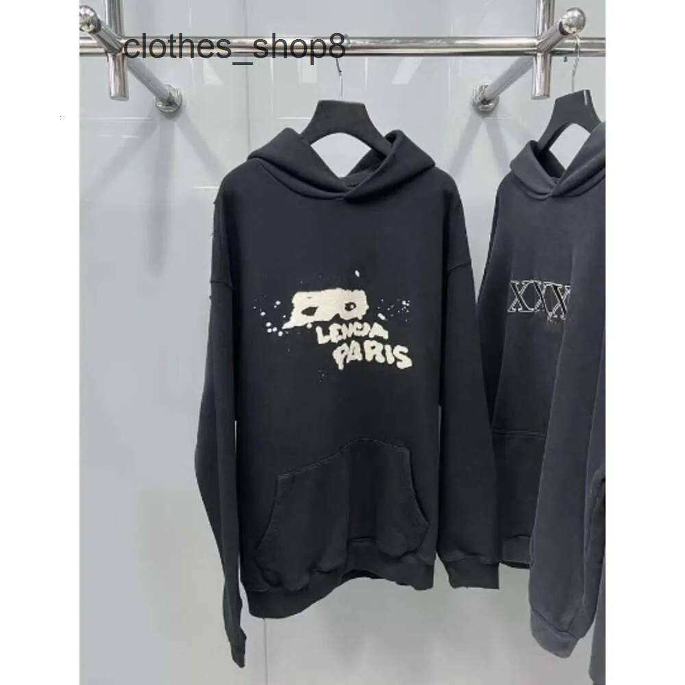 Hoodies män tröjor hem hösten/vinterdesigner balencigs 2024 hoodie version mens mode paris varumärke familj handmålade graffiti par odrp