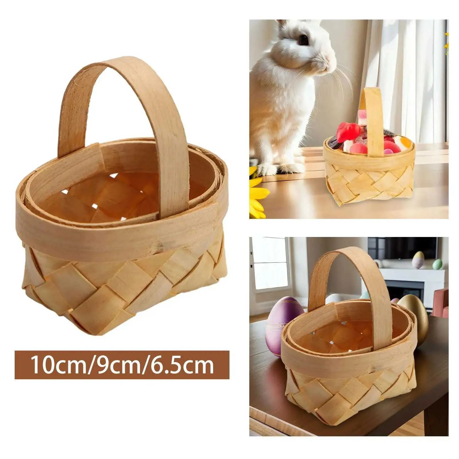 Easter Basket Hand Basket Handwoven Easter Decoration Picnic Bamboo Basket for Wedding Flower Display Baby Shower Women Girls