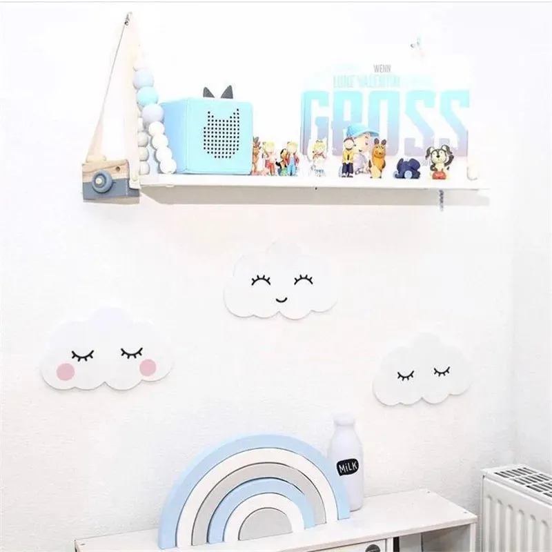 Decoratieve konijn wolken muurstickers kinderen kinderen baby slaapkamer muursticker woondecoratie muurstickers van hout-kunststof