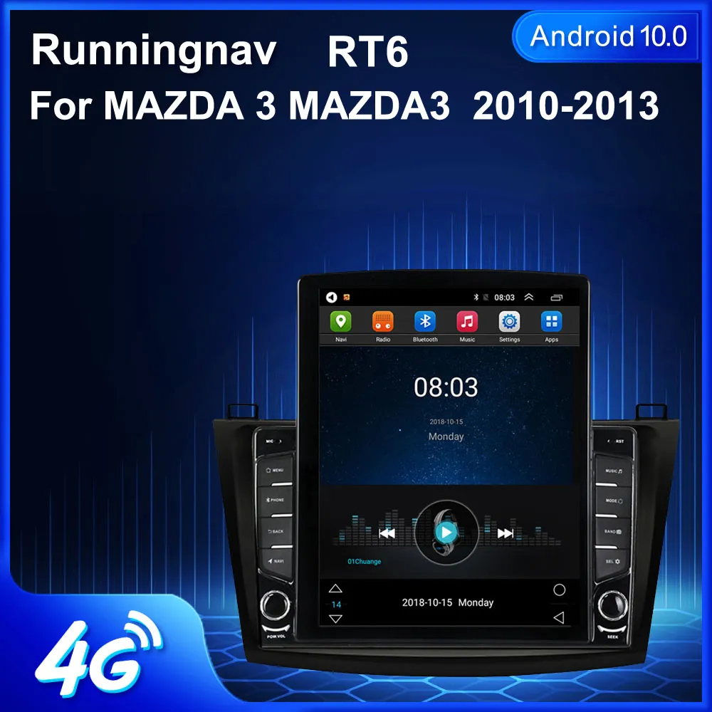 9.7 "Mazda 3 Mazda3 2010-2013 Tesla Type Car DVD Radio MultimediaビデオプレーヤーナビゲーションGPS NO DVD CarPlay Android Auto Steering Wheel Control