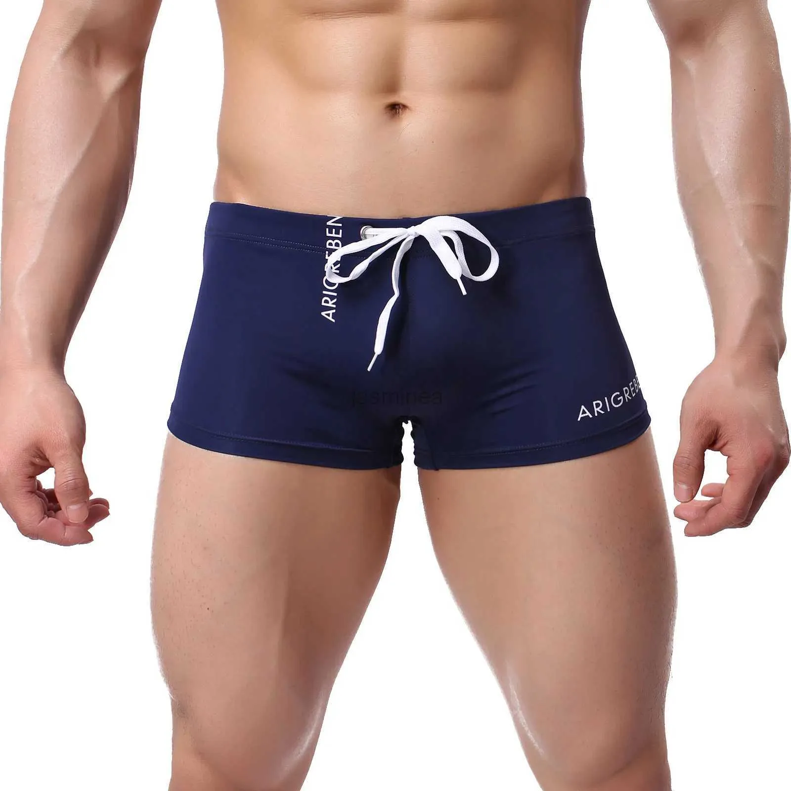 Herrbadkläder Nya herrbaddräkt Sexig badkläder Simning Shorts Beachwear Sports Surf Board Shorts Mesh Pouch Swim Trunks Hombre 24327