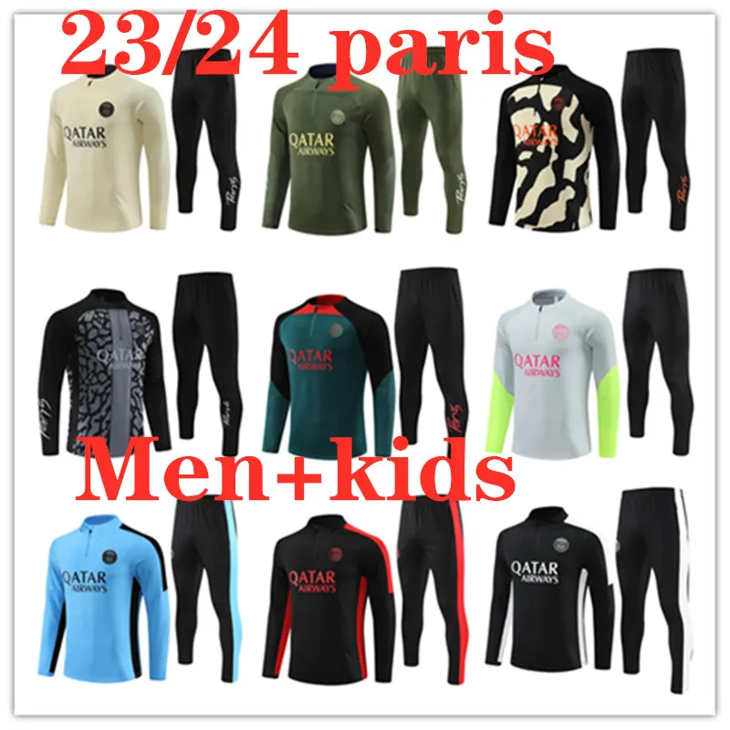 2023 2024 Mbappe Hommes et enfants Survêtement de football Jersey Maillot Kit 23 24 Maillots de football Survêtements d'entraînement Veste Chandal survetement pied