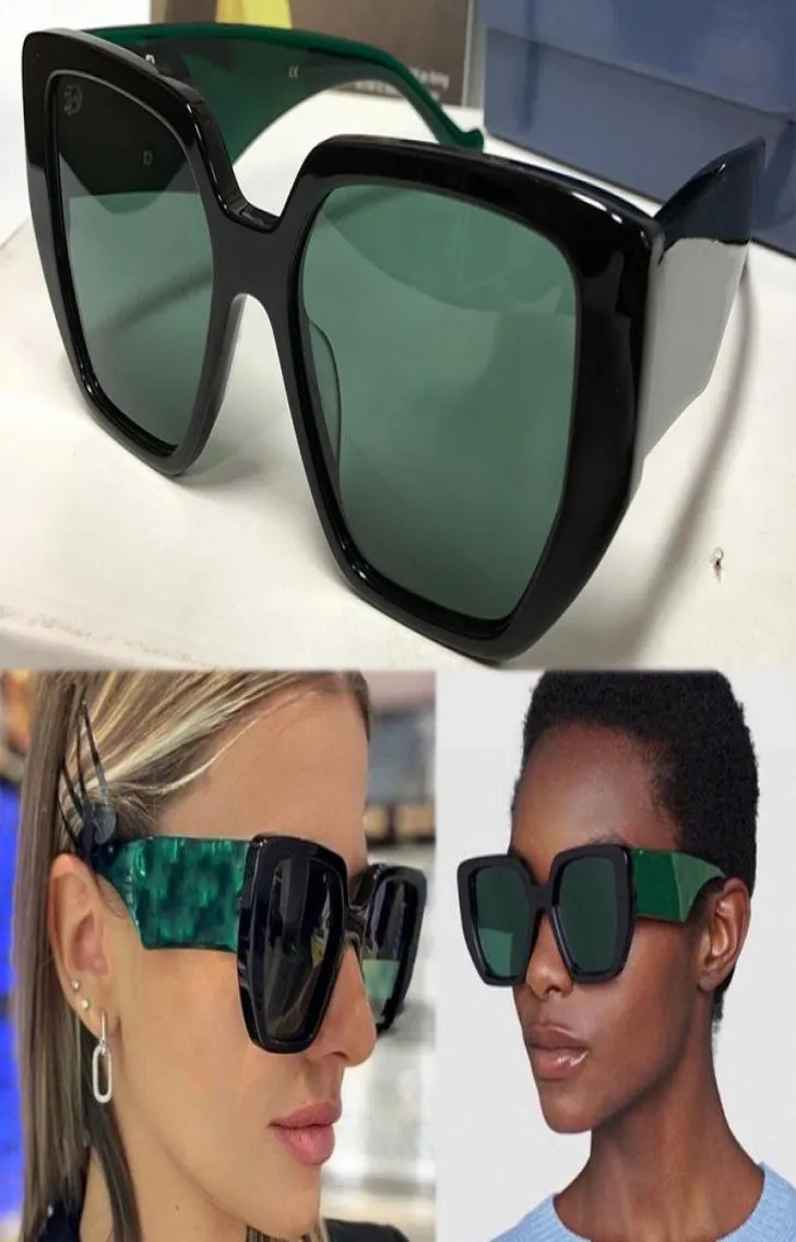 Populaire Hommes Dames Lunettes de soleil de luxe G0956 Classique Grand Cadre Carré Vert Pine Gem Temples Faits saillants Personnalité Star7186292