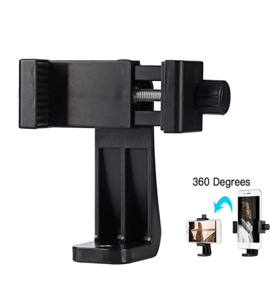 Tripod Mount Adapter Cell Phone Stand Bracket Clip Vertical 360 Degree Rotatable For iPhone xiaomi Samsung Universal Smart phone2344576