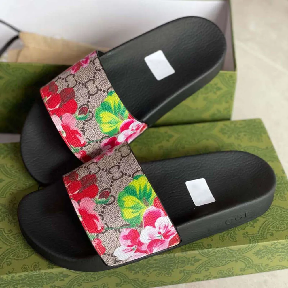 Designer Heren Dames Sandalen Slippers GG Blooms Supreme Floral gicci Slide Sandaal Rubberen kinderslippers met web Zomersandaal Strandglijbaan Gestreepte Tiger Bee Slipper