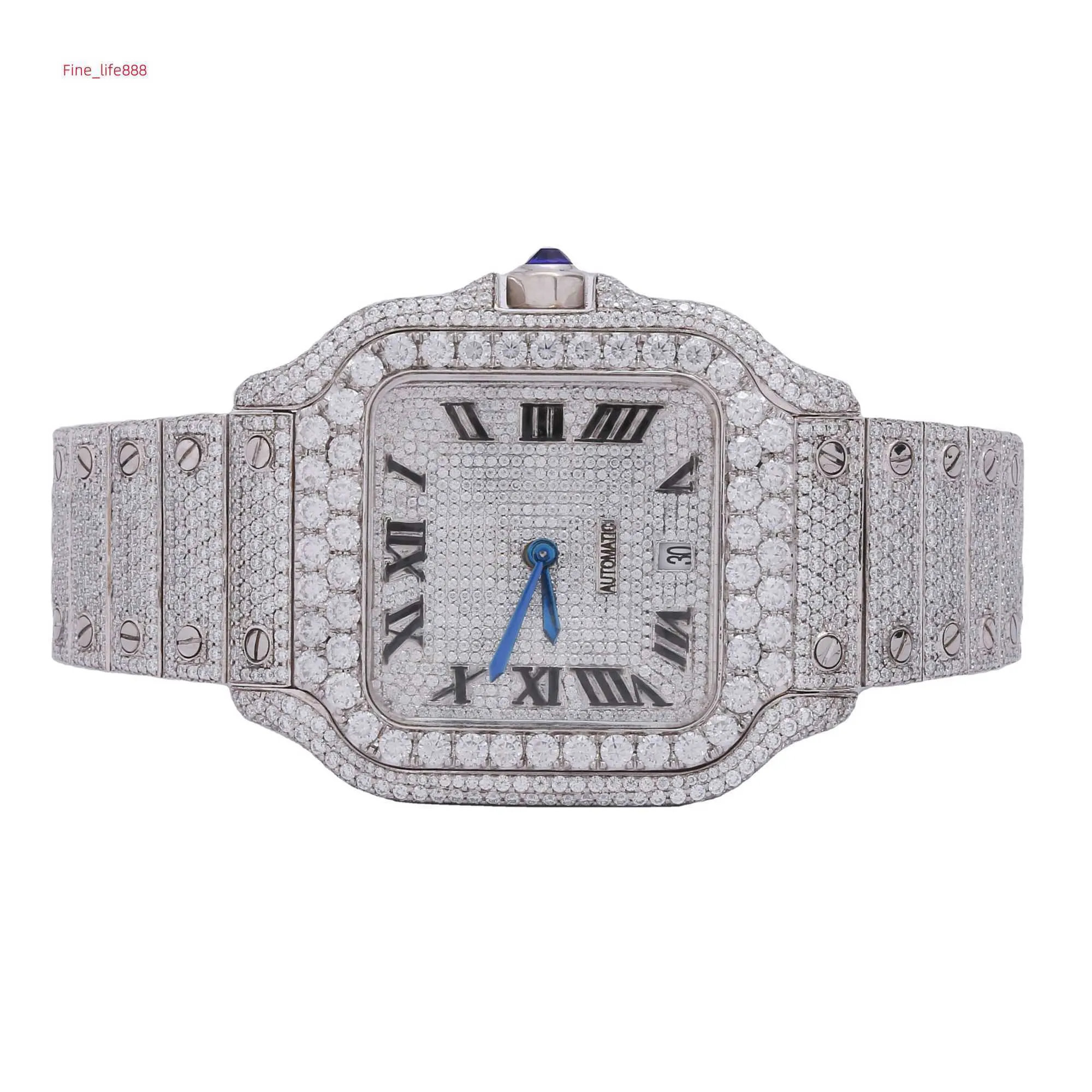 Fashion Forward Hiphop Customize Certified Diamonds 고급스러운 유엔 스테인리스 스틸 프리미엄 품질 Moissanite Wrist Watch