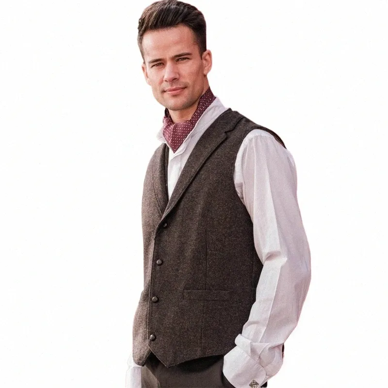 men's Suit Vest Wool Blend Vest for men Wedding Groom Vest Retro Busin Work Wear Steampunk Waistcoat y4dL#