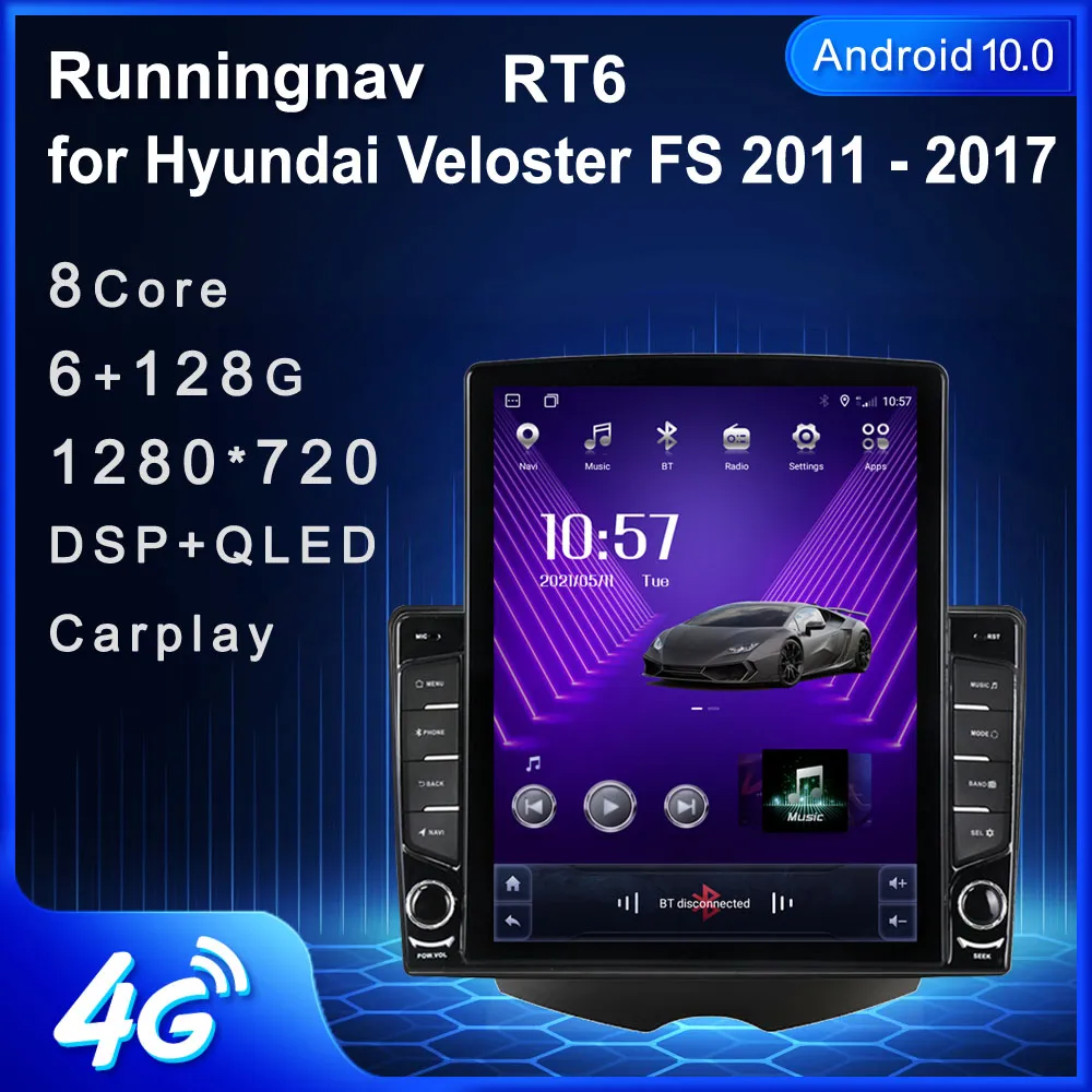 9,7 "Novo Android para Hyundai Veloster FS 2011-2017 Tesla Tipo Carro DVD Rádio Multimídia Video Player Navegação GPS RDS Sem Dvd CarPlay Android Controle de volante automático