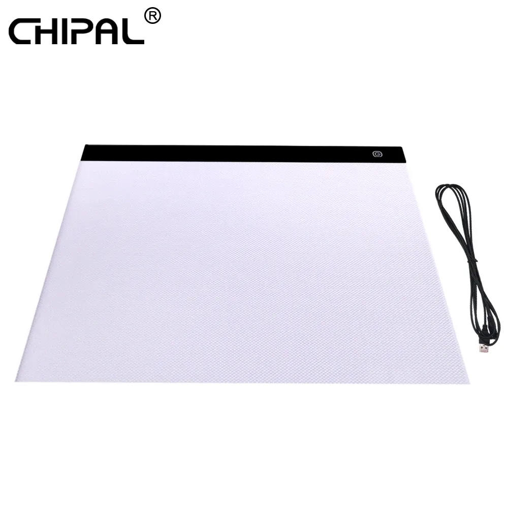 CHIPAL A3 LED dessin tablette diamant peinture table d'écriture traçage numérique copie niveau réglable graphique art lumière Pad