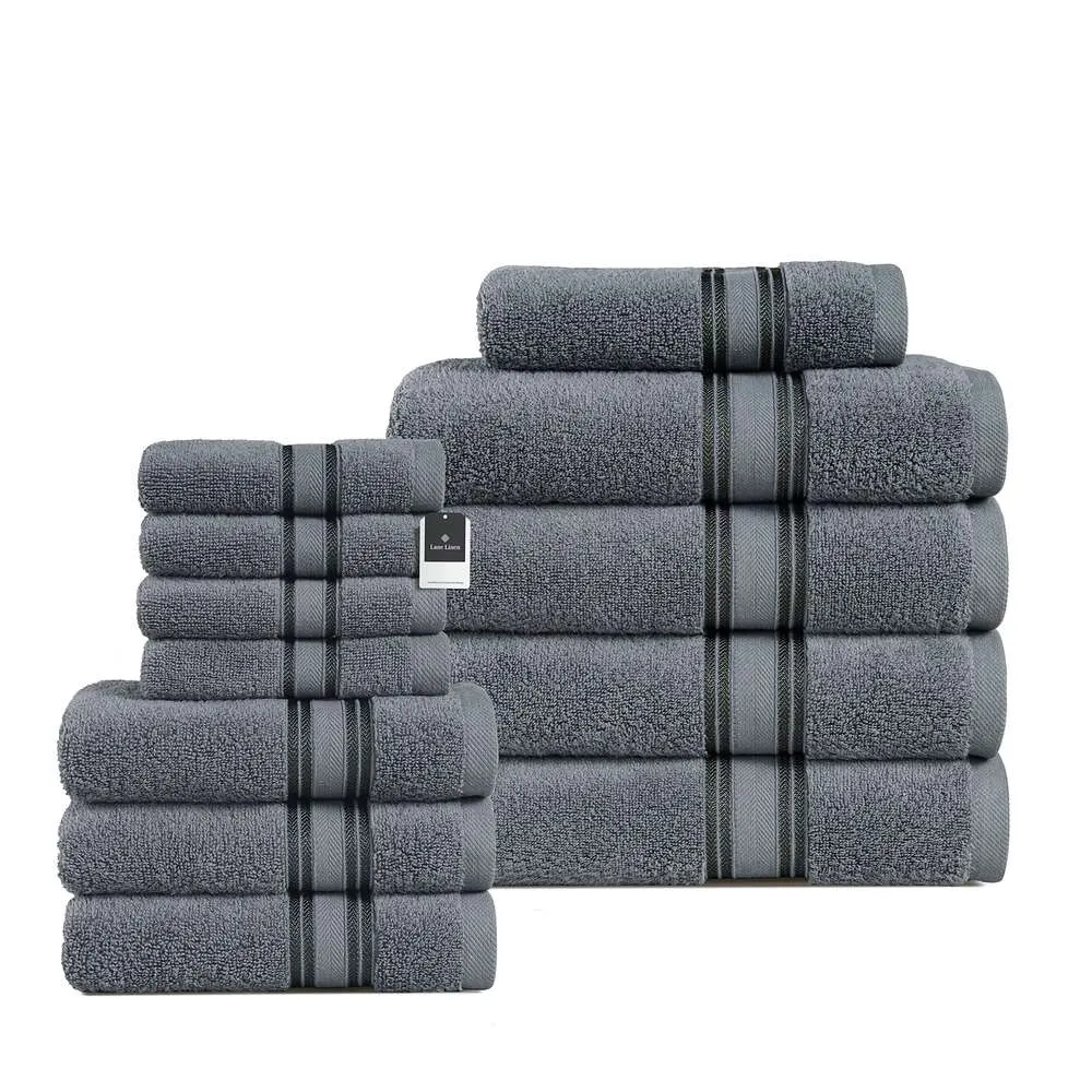 LANE LINEN Juego de toallas de baño de lujo de 12 piezas -100% algodón, cero torsión, secado rápido, absorbente de agua, suave -4 baños, toallas, 4 prendas de lavado - Gris aire profundo