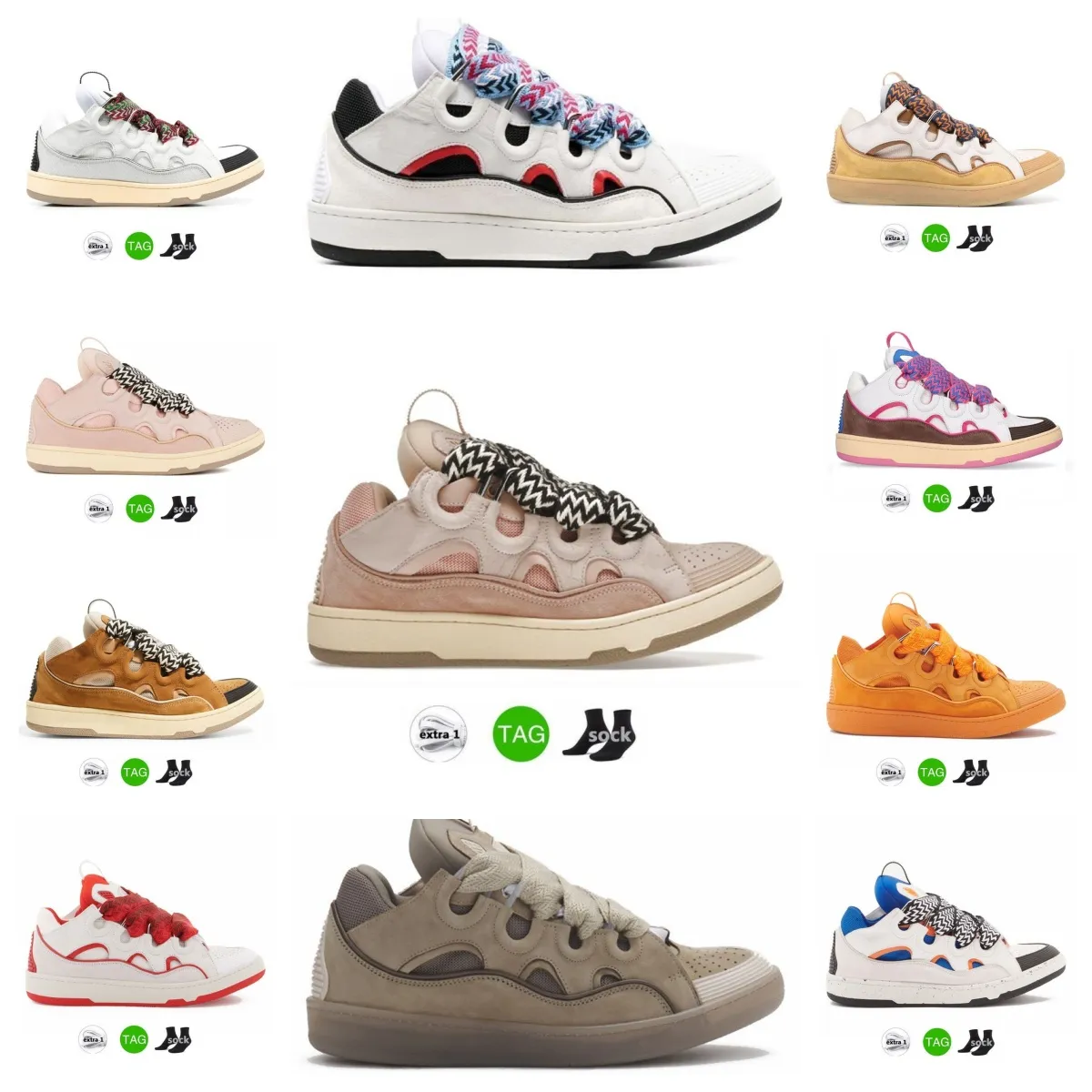 2024 Mode Männer Frauen Lavines Schuhe Sneakers Schnürung Außergewöhnliches geprägtes Leder Bordstein Kalbsleder Gummi Nappa Plattform Mesh Designer Boot 46 Sneaker Eur ghv