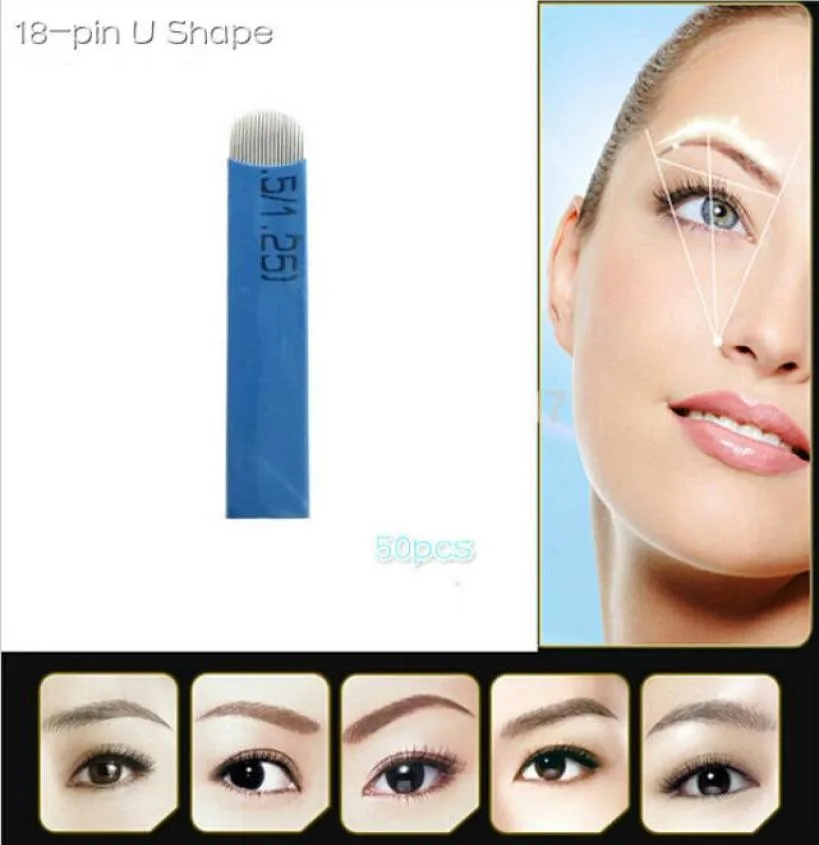 إبر الوشم 18 Pin U شكل S مكياج الدائم حاجب التطريز لثلاثي الأبعاد Microblading الوشم Pen1158943