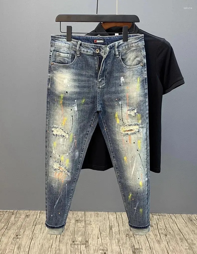 Herren Jeans M03151 Mode 2024 Runway Luxus Europäisches Design Party-Stil