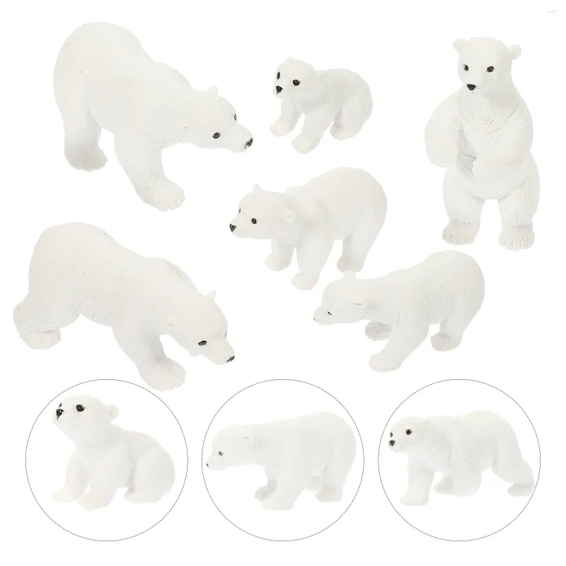 Décorations de jardin 6pcs Belle White Bear Ornement Décor Miniature Polar Micro Paysage