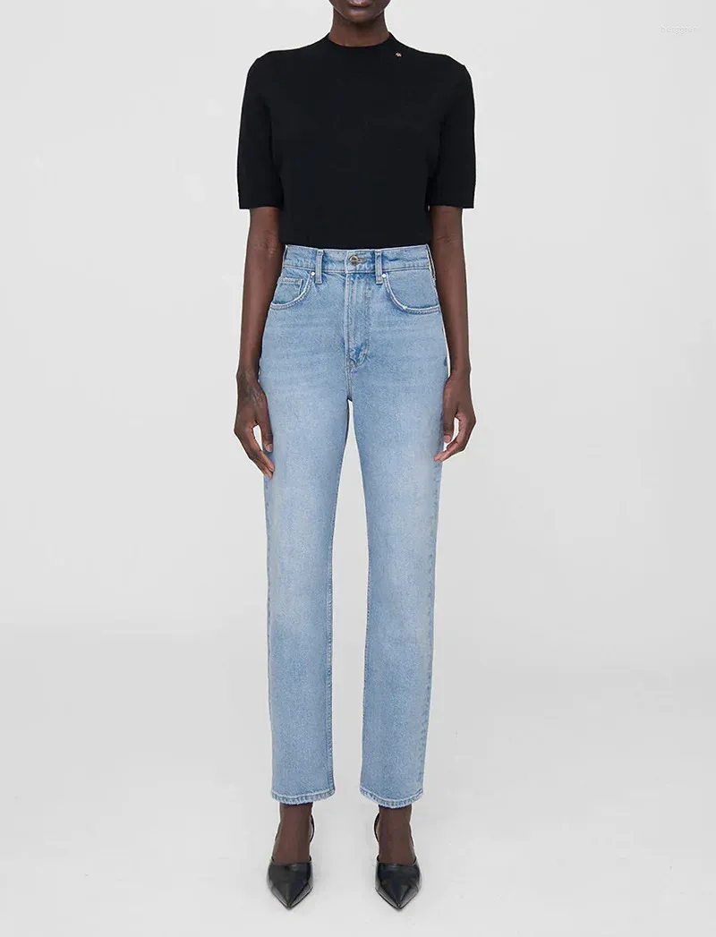 Womens Jeans Women Classic Straight Leg High Wasit Cotton Vintage