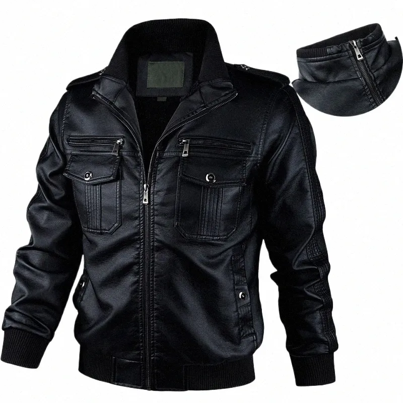 Vestes en cuir pour hommes Fi de luxe Casual Moto PU Veste Biker Manteaux en cuir Marque Vêtements pour hommes Printemps Automne Manteau g32g #