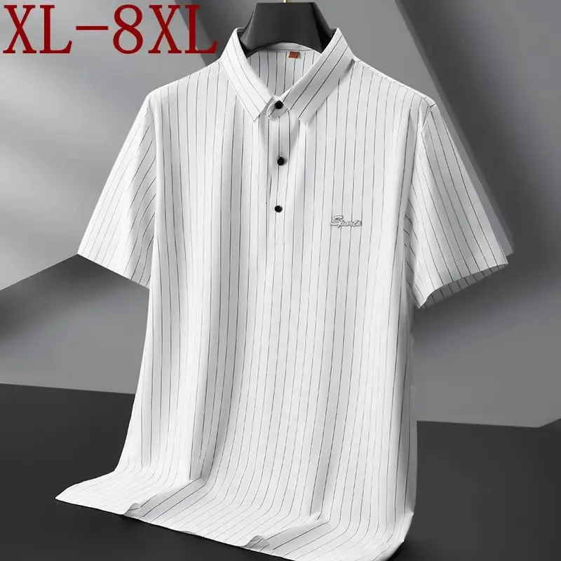 8xl 7xl 6xl Summer Ice Silk Oddychający męskie koszule polo z krótkim rękawem