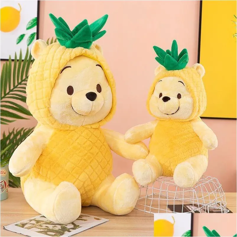 Fyllda plyschdjur grossist Ny ankomst ananas puff pooh p leksak 30 cm avtagbar hatt nallebjörn dockor den bästa gåvan för barn dhhxj