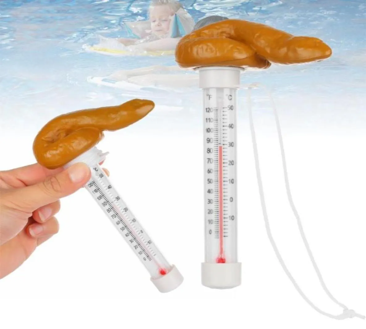 Zwembadaccessoires Nieuwigheid Fake Prank Gift Waterthermometer Drijvende Kak Zwemmen Sauna Digitaal4789596