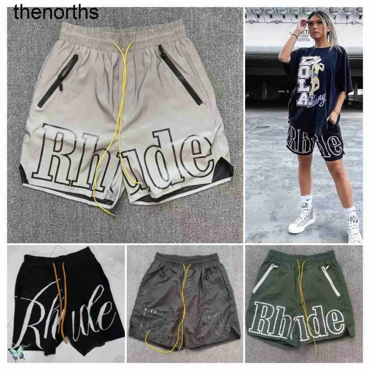 Rhude Shorts Mens Short Beach Mesh Street Sweatpants Basketball Men Limited Swim Knee Length Hip Hop High Sports Training Elastic Waist