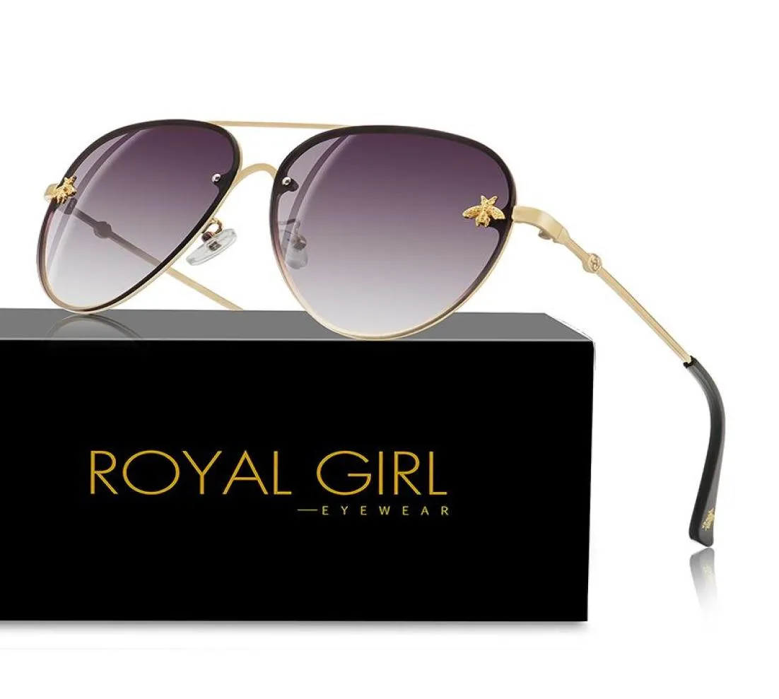 ROYAL GIRL lunettes de soleil ovales sans monture femmes 2020 marque concepteur petite abeille noir rose lunettes océan lentille lunettes de soleil UV400 ss0239383437