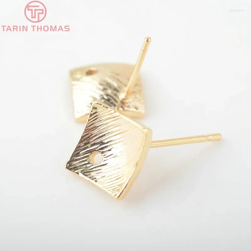 Stud Earrings (2054)10PCS 8.5MM 24K Gold Color Brass Inward Arc Surface Pins High Quality Jewelry Accessories