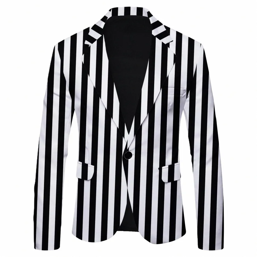 2023 New Striped Male Blazer Suits Polka Dot Leopard Print Casual British Fi Slim Fit Jacket Suit Men's Coat Streetwear G2le#