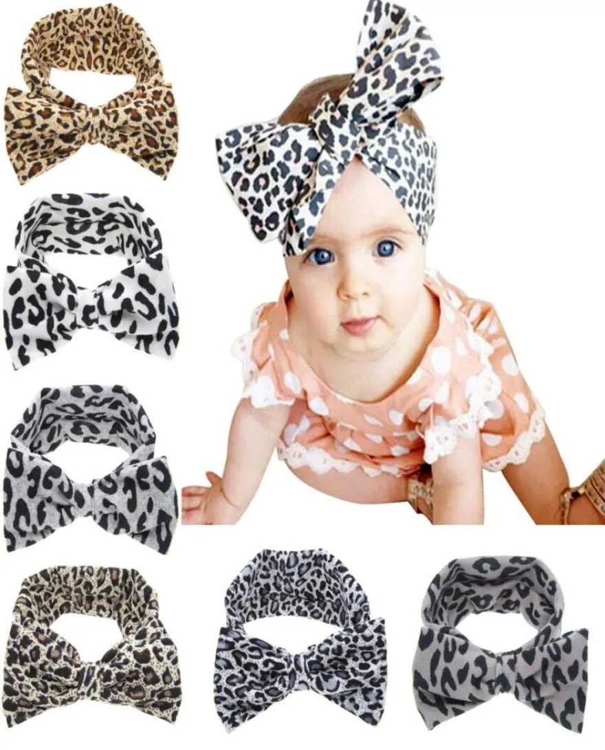 new fashion Baby Girl Leopard Print Floral Bowknot Headband Elastic Stretch Big Bow Hair Band Children Hair Accessories 25pcs9090561