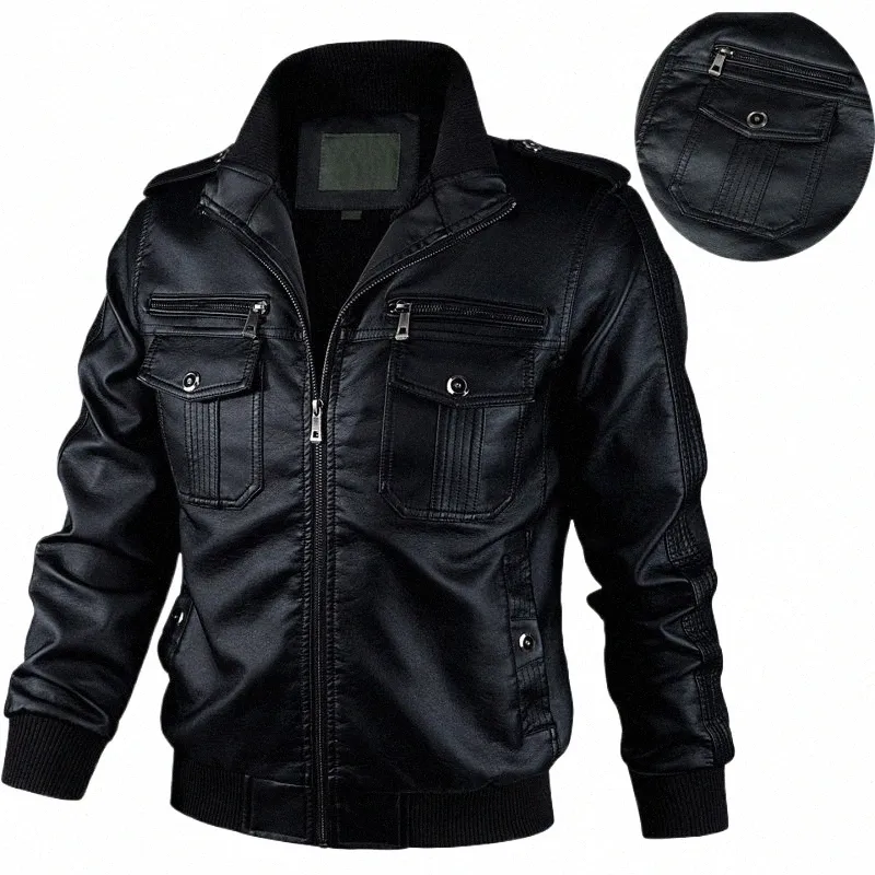 NOWA FI ZIP UP SKÓRZY MAŁKIE WINDBREAK PU Skórzany płaszcz Man Motorcycle Motorcycle Męska kurtka skórzana jesień zima 3xl e0ll#