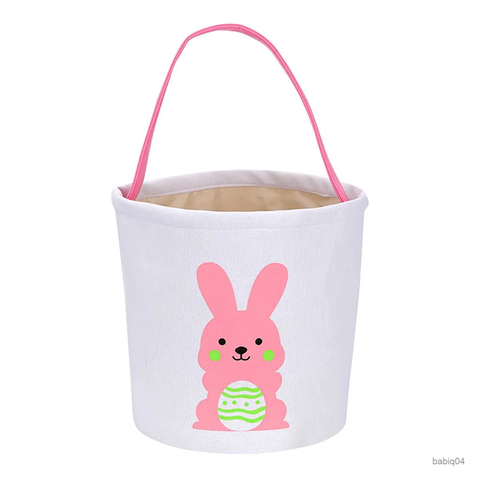 Storage Baskets Easter Basket Festival Rabbit Printed Canvas Gift Bag Carrying Eggs Suitable For Outdoor Outdoors And Festival Gifts Candy Bag