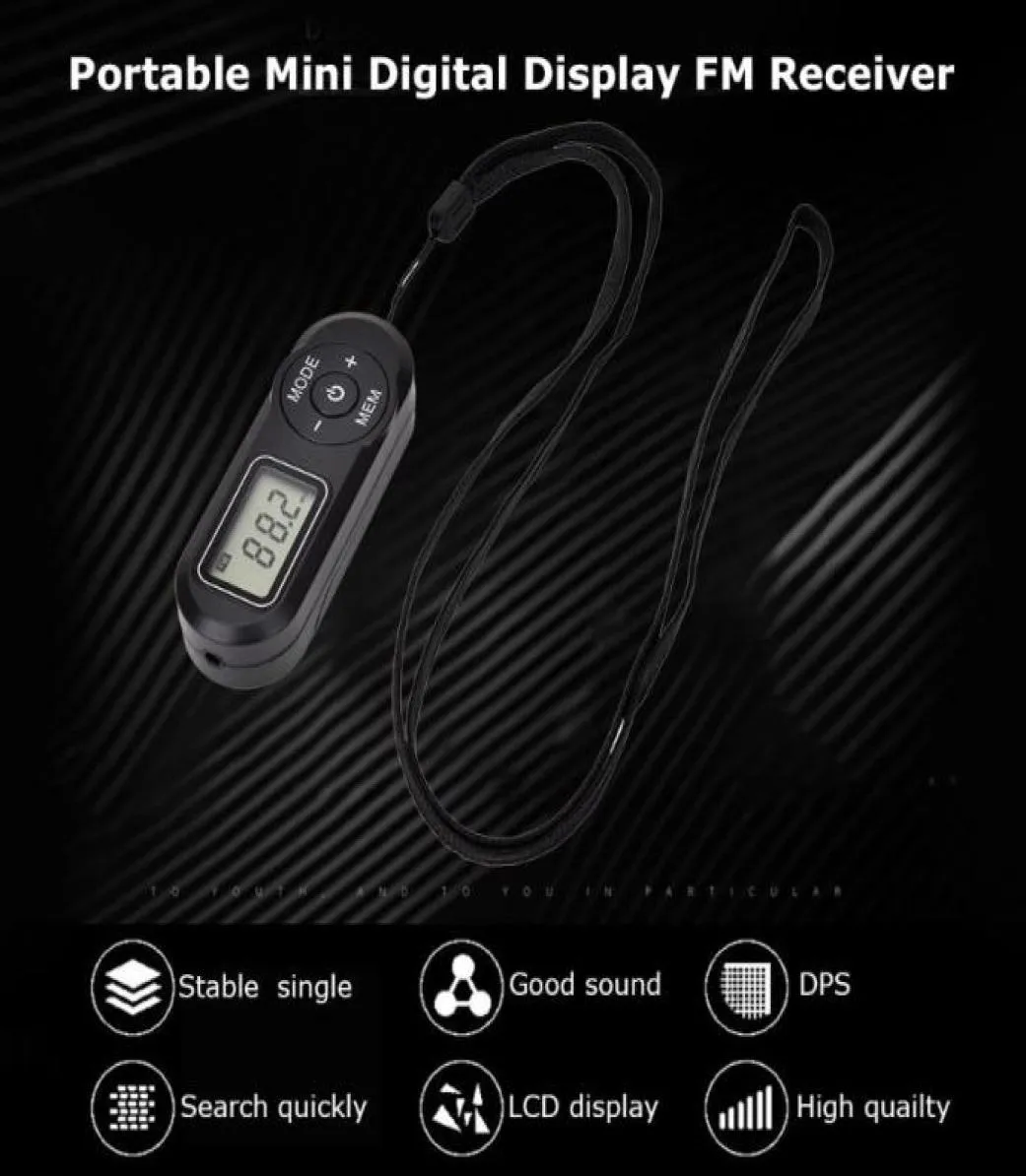 Novo hrd727 portátil mini rádio fm display digital receptor fm retro mp3 player estilo dsp com fones de ouvido lanyard1627317