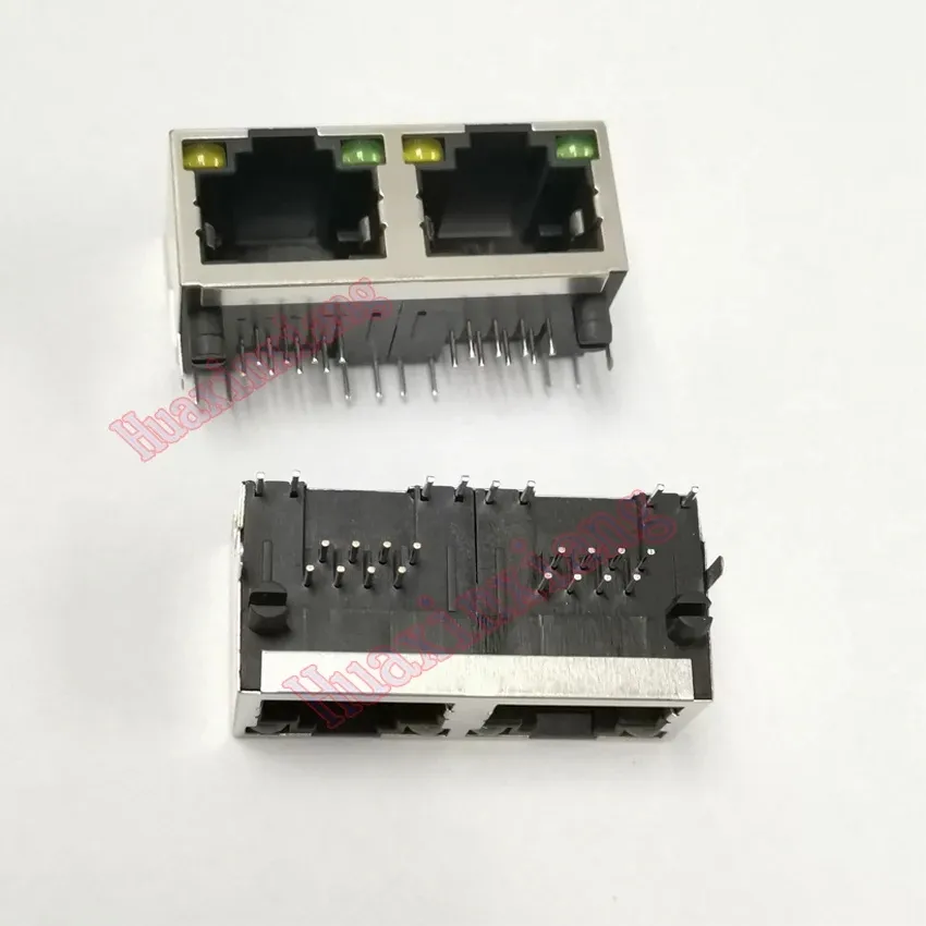 20pcs/lot İki bağlantı noktası RJ45 8P8C dişi jak/soket konnektörü 1*2 Çelik Kalkan Ağı Modüler Bybrapnel LED ile Modüler