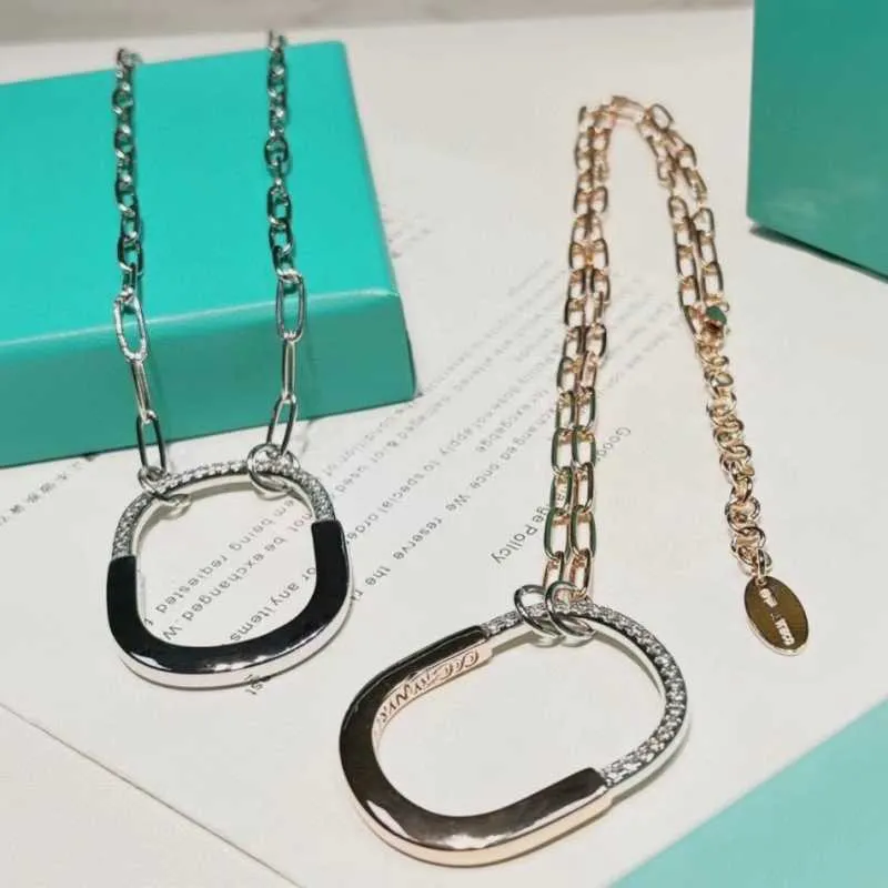 1: 1 Colliers de créateurs pour femmes haut de gamme Nouveau Tiffins Lock Series Collier de verrouillage Chaîne de cou en diamant de haute qualité avec logo original Tiffin