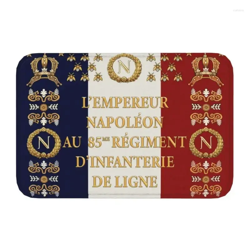 Mattor Custom Napoleon French 85th Regimental Flag Doormat Entrance Kitchen Bath Floor Door Mat France Fleur de Lis Garden Carpet Rug