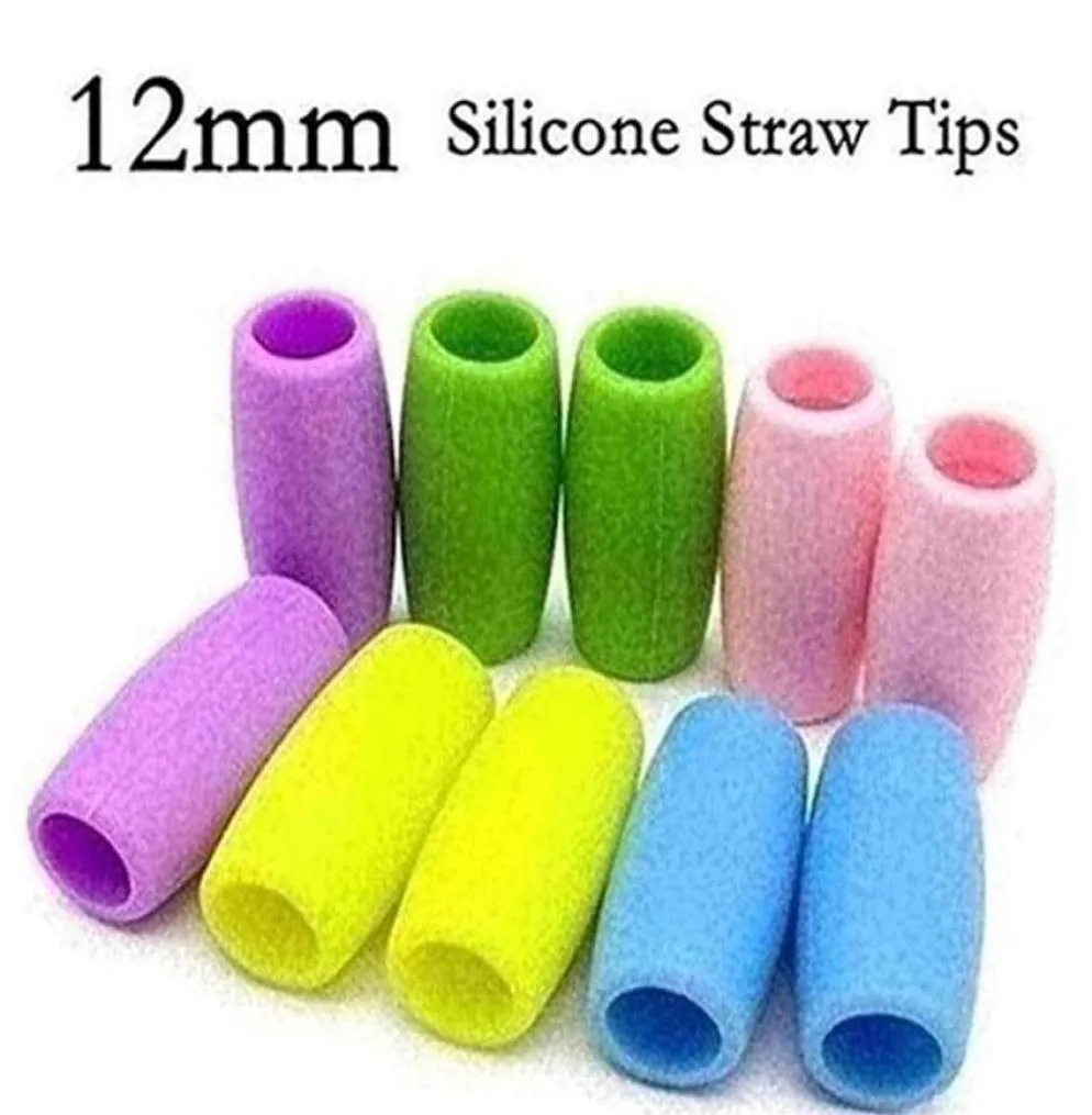 Cannucce da 12 mm Multicolori per uso alimentare in silicone, punte di cannuccia, copertura morbida, riutilizzabile, in metallo, ugelli in acciaio inossidabile adatti solo per 14081498