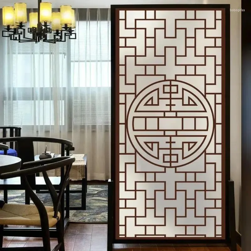 Adesivi per finestre Adesivo in vetro smerigliato Decorazione in stile cinese per porta della cucina con griglia antica Pellicola opaca traslucida