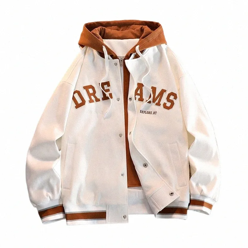 Hohe Qualität Varsity Baseball Uniform Jacke Männer Herbst Neue Trendige Marke Allgleiches Student Mit Kapuze Jacke Plus Größe Mäntel Frauen Q0S8 #
