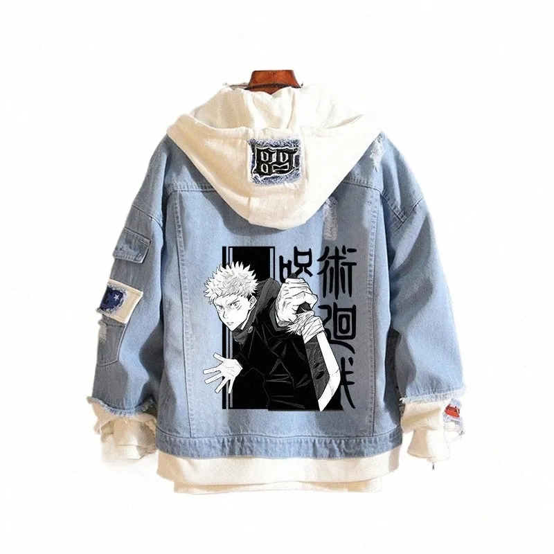 DHgate.com:Anime Jujutsu Kaisen Gojo Satoru Jean Jacket Men