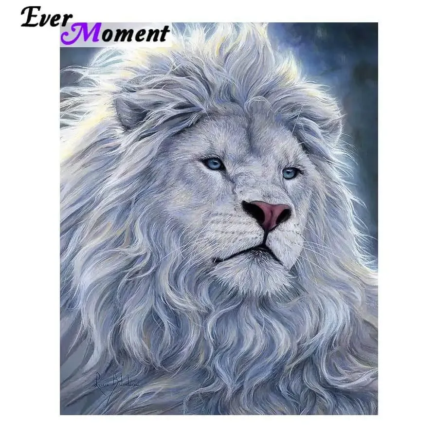 Stitch Ever Moment Diamond Målning White Lion Wild Life Diamond Embroidery Animal Full Complete Mosaic Kit Wall Painting Decor ASF881