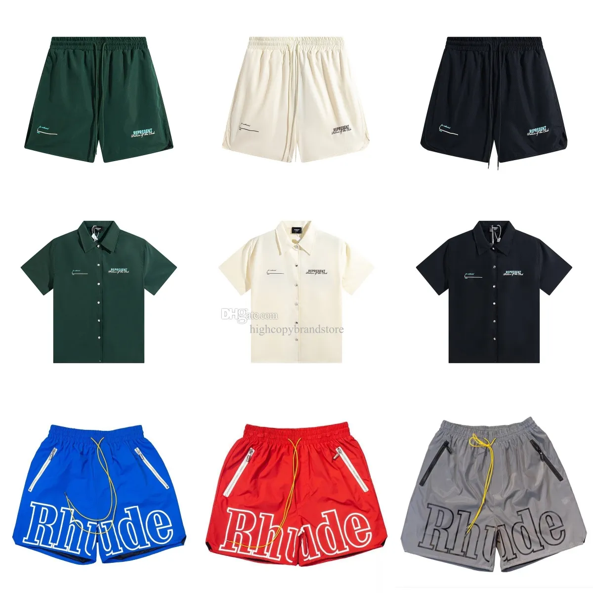 Camisetas masculinas Rhude x Mclaren Carta bordada lapela pulôver camiseta e representa moletom com capuz Rhude Shorts S-XL