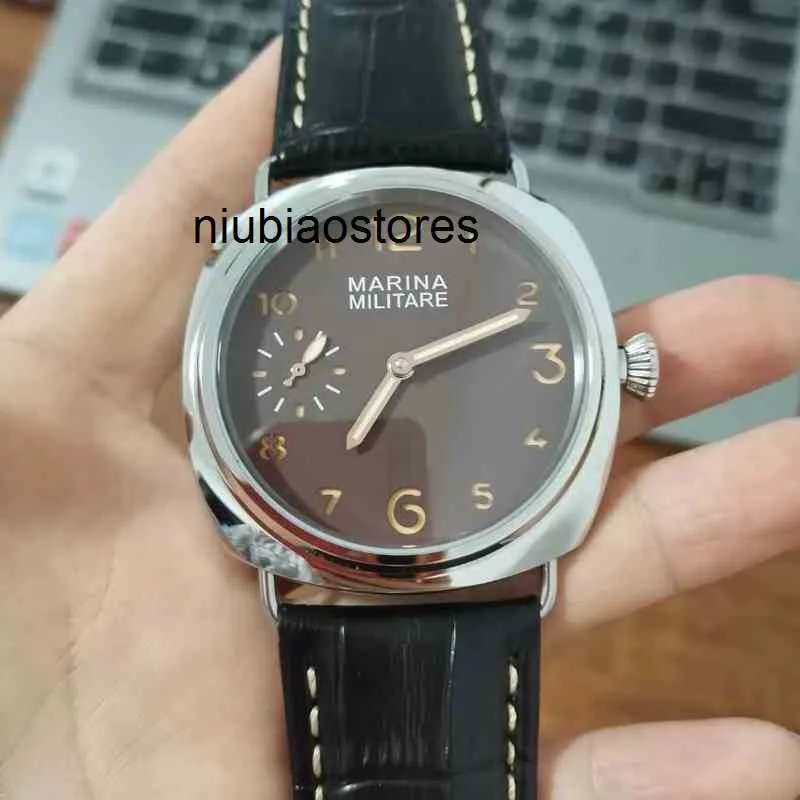 Luxury Watch 45mm 316 Stainl Steel Watch Hand Wind Men's Sand Brown Dial Rose Gold Hands Movementpaner Watch Liu Uerh