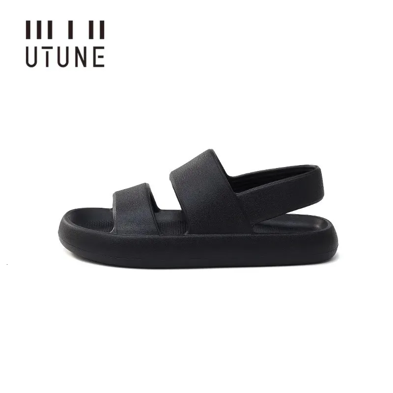 UTUNE Sandali da uomo Scarpe estive con plateau Scarpe da spiaggia da donna all'esterno Pantofole in EVA Uomo Morbida suola spessa antiscivolo Scivoli da interno Cool Black 240327