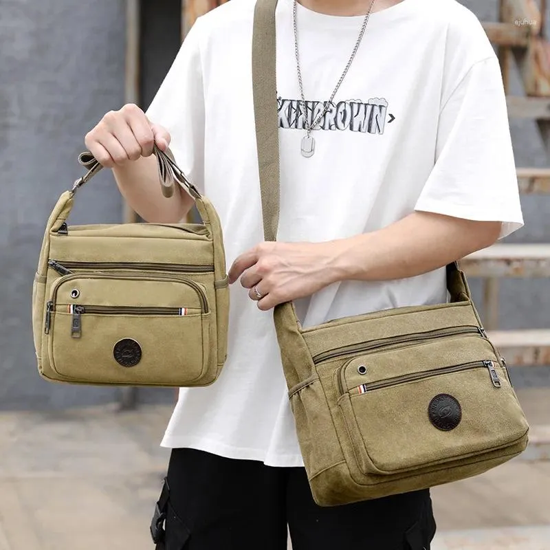 Shoulder Bags 2024 Men's Canvas Messenger Bag Large-capacity Construction Site Work British Style File Crossbody