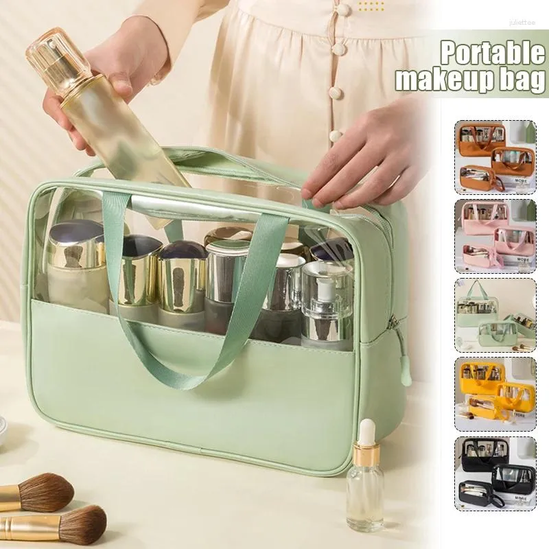 Borse per cosmetici Borsa da viaggio portatile impermeabile trasparente Borsa per trucco da toilette in PVC Foo Portaoggetti da bagno per il trasporto all'aperto