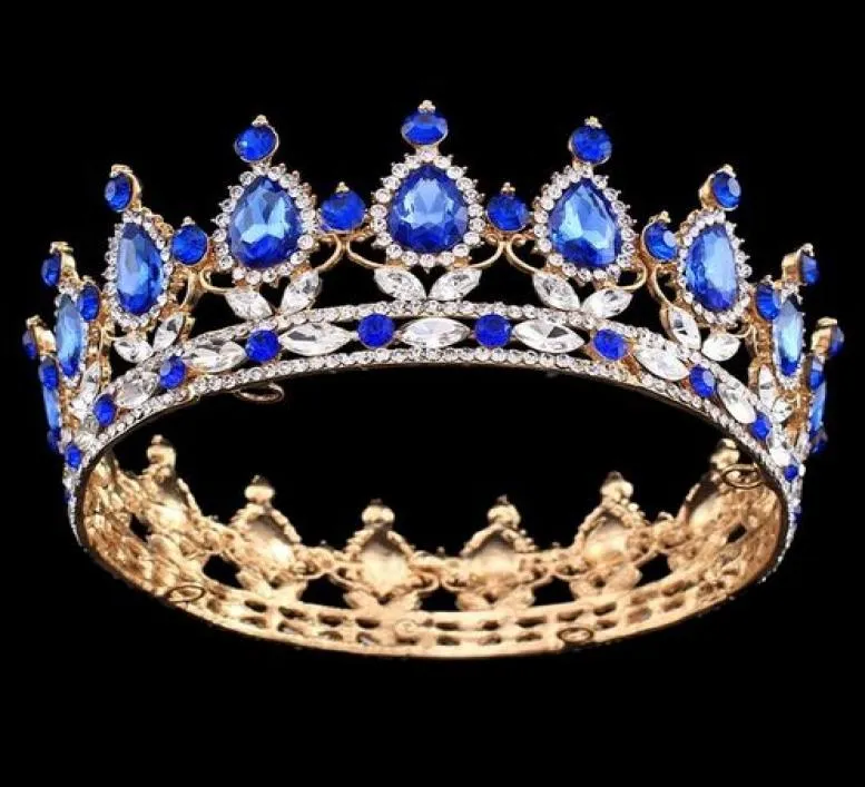 Pageant Full Circle Tiara Clear Austrian Rhinestones King Queen Crown Wedding Bridal Crown Costume Party Art Deco5985385