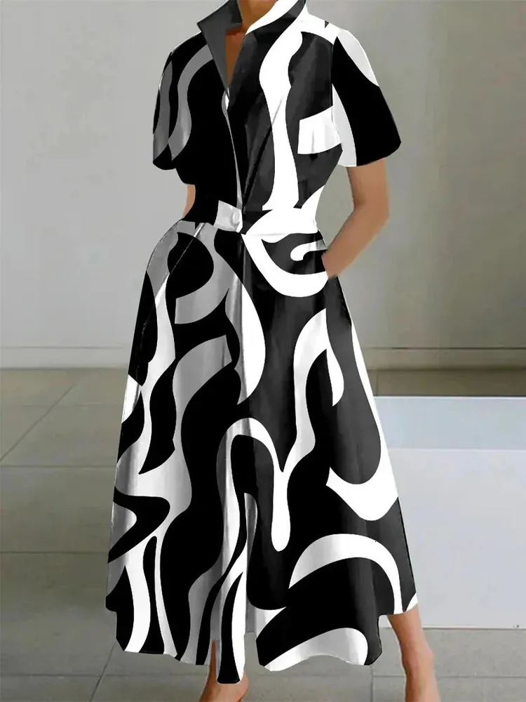 Elegant Geometric Bandage Turndown Collar Dresses Elegant Geometric Bandage Turndown Collar Dresses