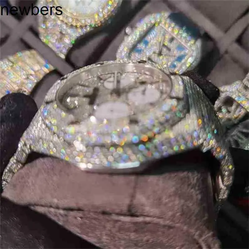 Diamantes AP Reloj Apf Factory Vvs Iced Out Moissanite Puede pasar la prueba Diamantes de lujo Movimiento de cuarzo Iced Out Sapphire 2023 Reloj de pulsera Personalización de piedra puede t394F