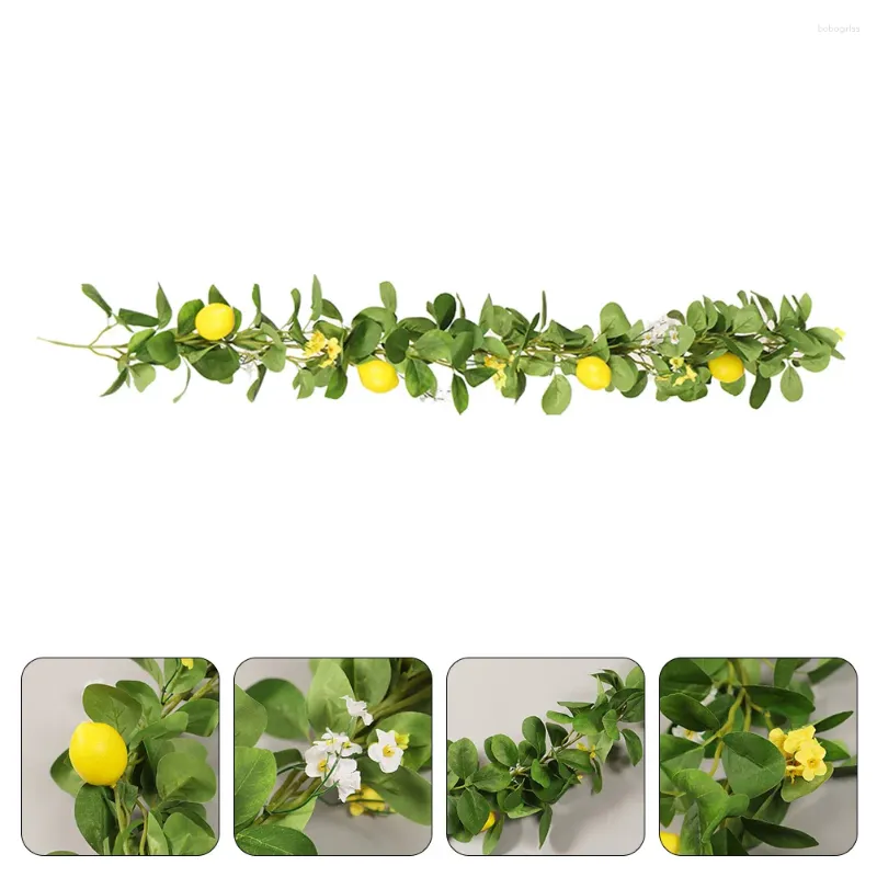 Dekorativa blommor Cane Yellow Garland Home Decor Simulation Fruit Eucalyptus för ytterdörren Välkommen Summer Artificial Rattan